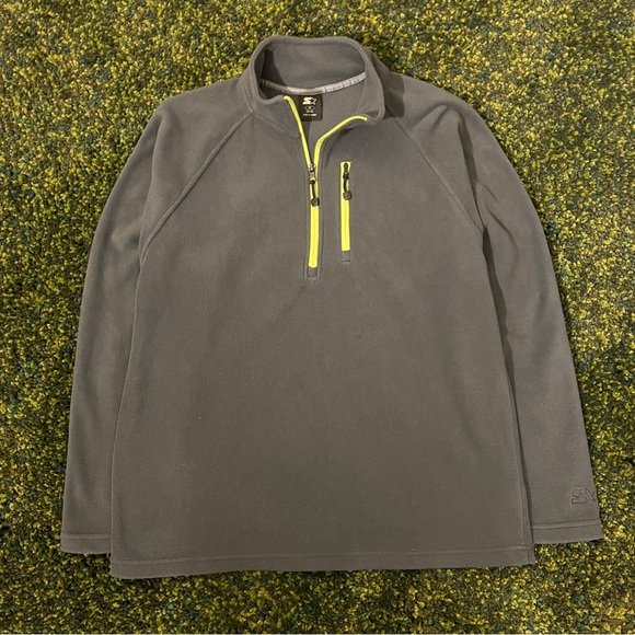 Starter Grey Fleece Pullover Quarter Zip Up Medium - Picture 1 of 4